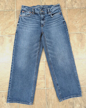 American Eagle sz 00 Short Stovepipe Crop denim Jeans stretchy blue 4915